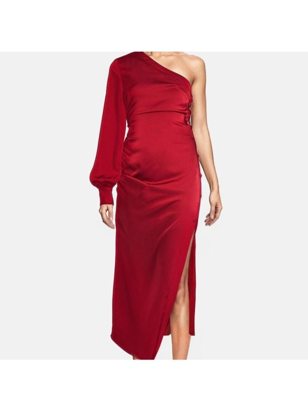 ONE33 Social Elana One-Shoulder Midi Cocktail Dress Red Size 00 US New With Tag